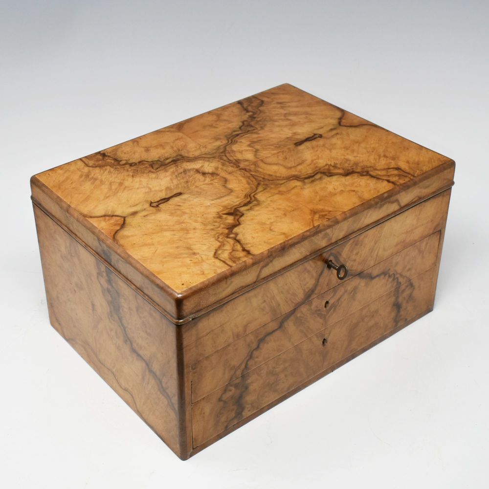 Antique walnut jewellery box.