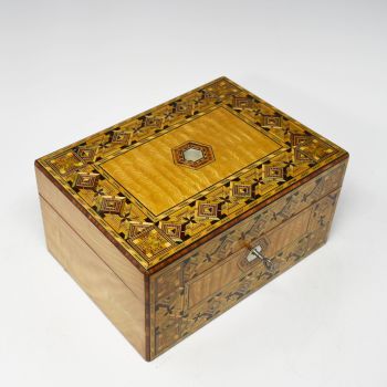 Antique ash inlaid jewellery box.