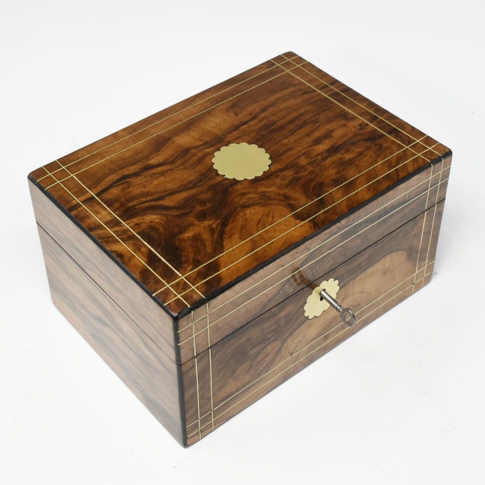 Antique walnut jewellery box.