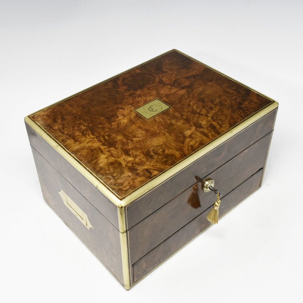 Antique walnut jewellery box by Briggs of Picadilly.