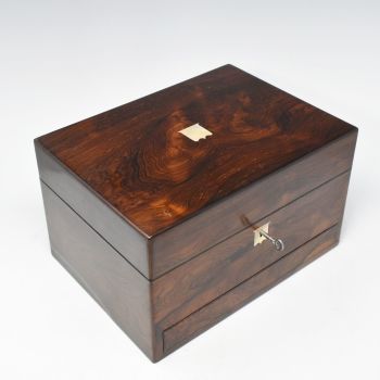 Antique rosewood jewellery box by Parkins & Gotto.