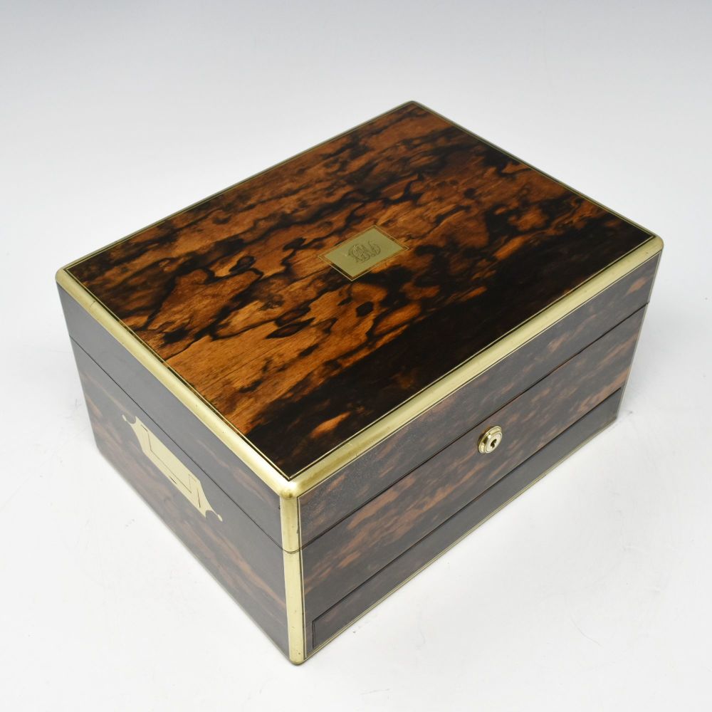 Antique coromandel jewellery box by Turrill.
