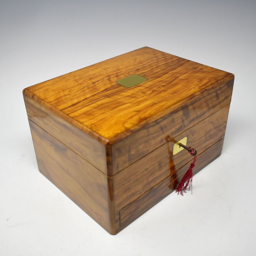 Antique olive wood jewellery box.