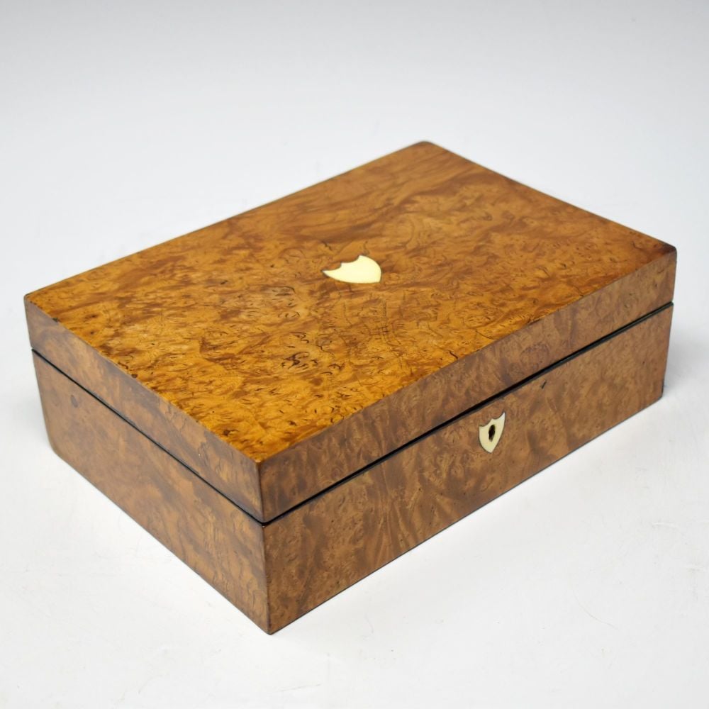 Antique Burr Elm jewellery box.