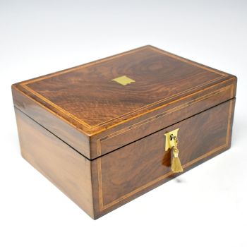 Antique figured walnut jewellery box.