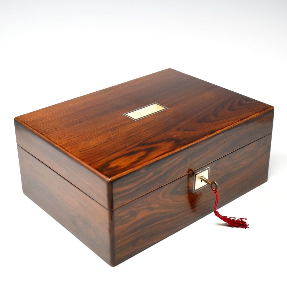 Antique rosewood jewellery box.