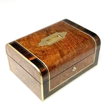 Antique walnut & coromandel jewellery box.