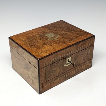 Fine antique burr walnut jewellery box.