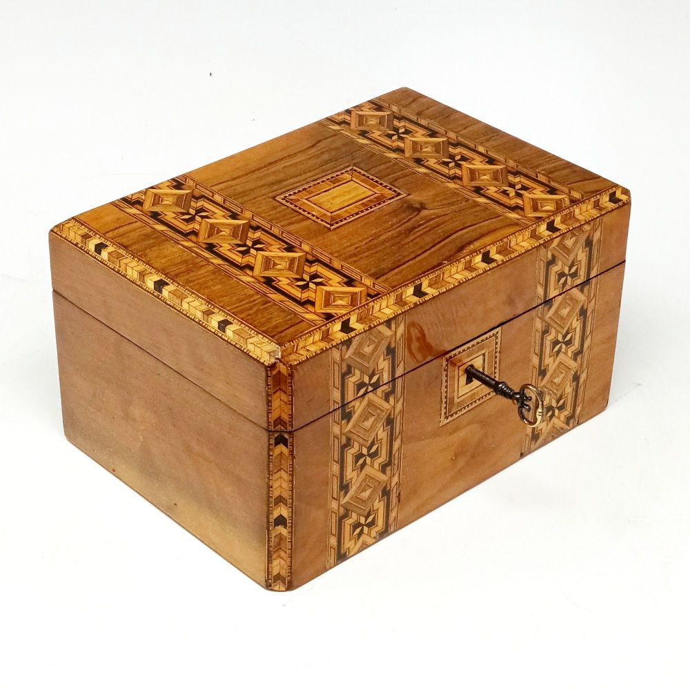 Antique walnut inlaid jewellery box.