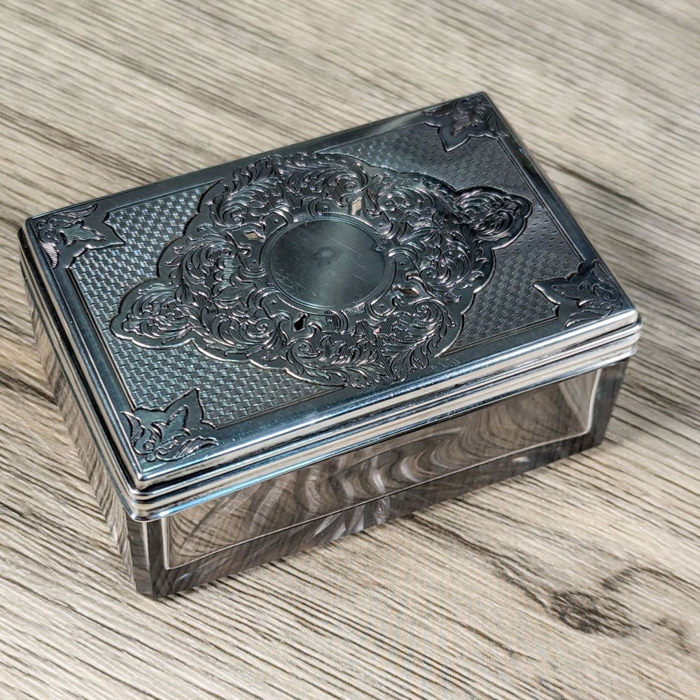Sterling silver table box, London 1851