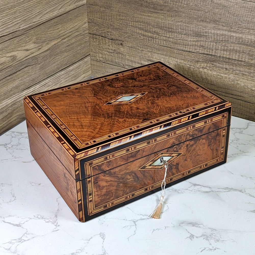 Good Victorian walnut & inlaid box.
