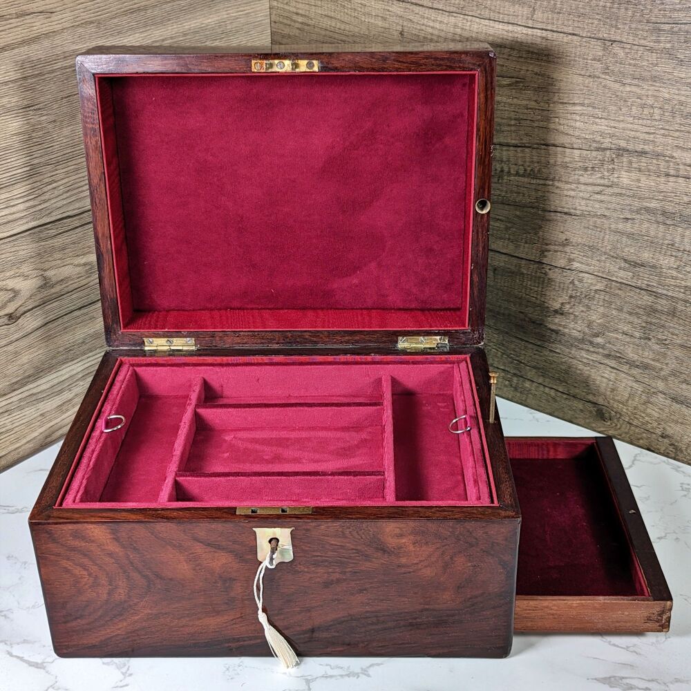 Large Victorian rosewood jewellery box.