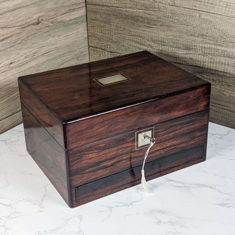 Large Victorian rosewood jewellery box.
