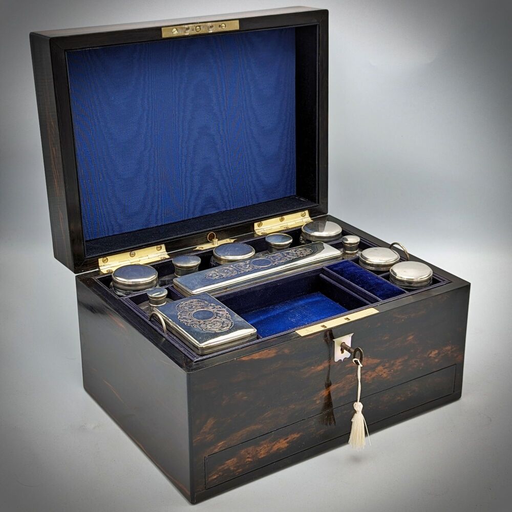 Victorian coromandel dressing / jewellery box by Parkins & Gotto.