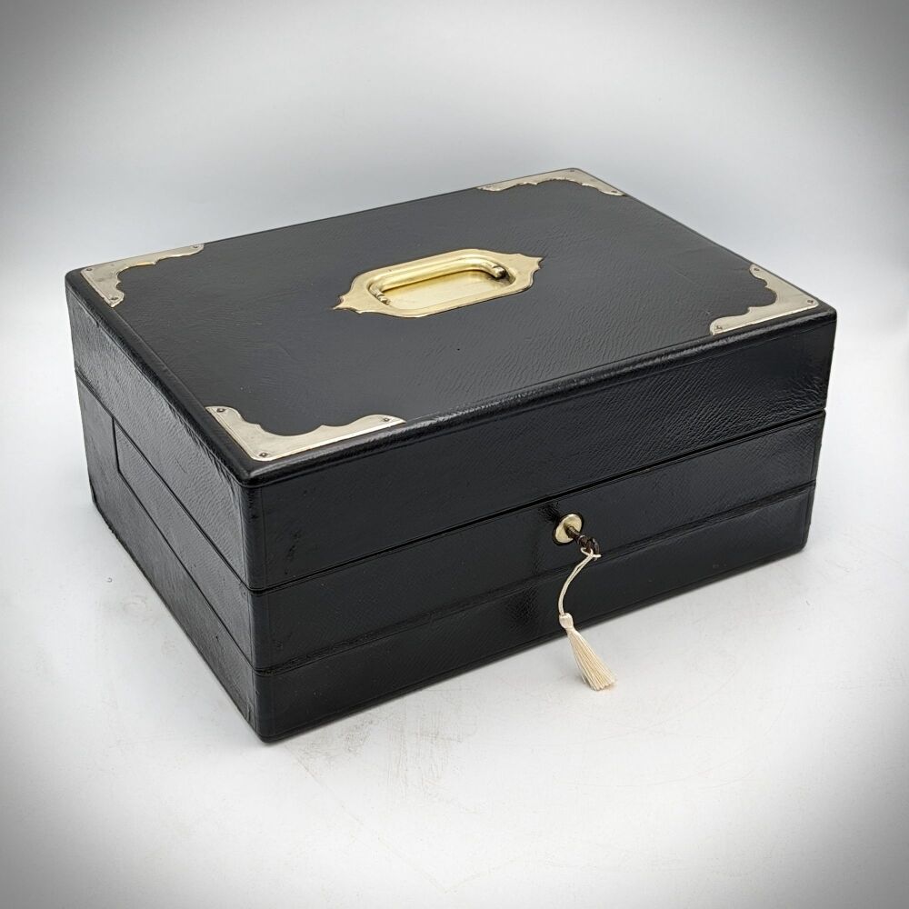 Good leather bound writing box by Parkins & Gotto.