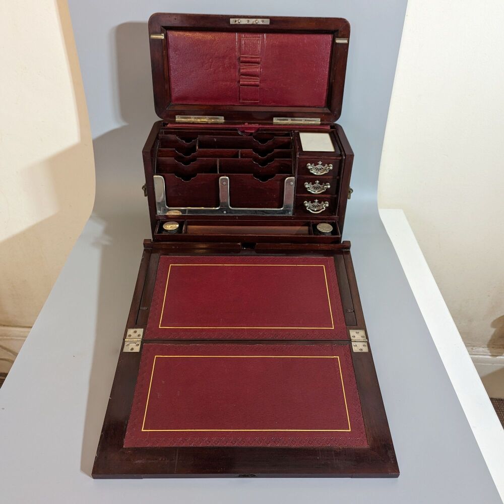 Victorian mahogany stationery box by Chapman, Son & Co