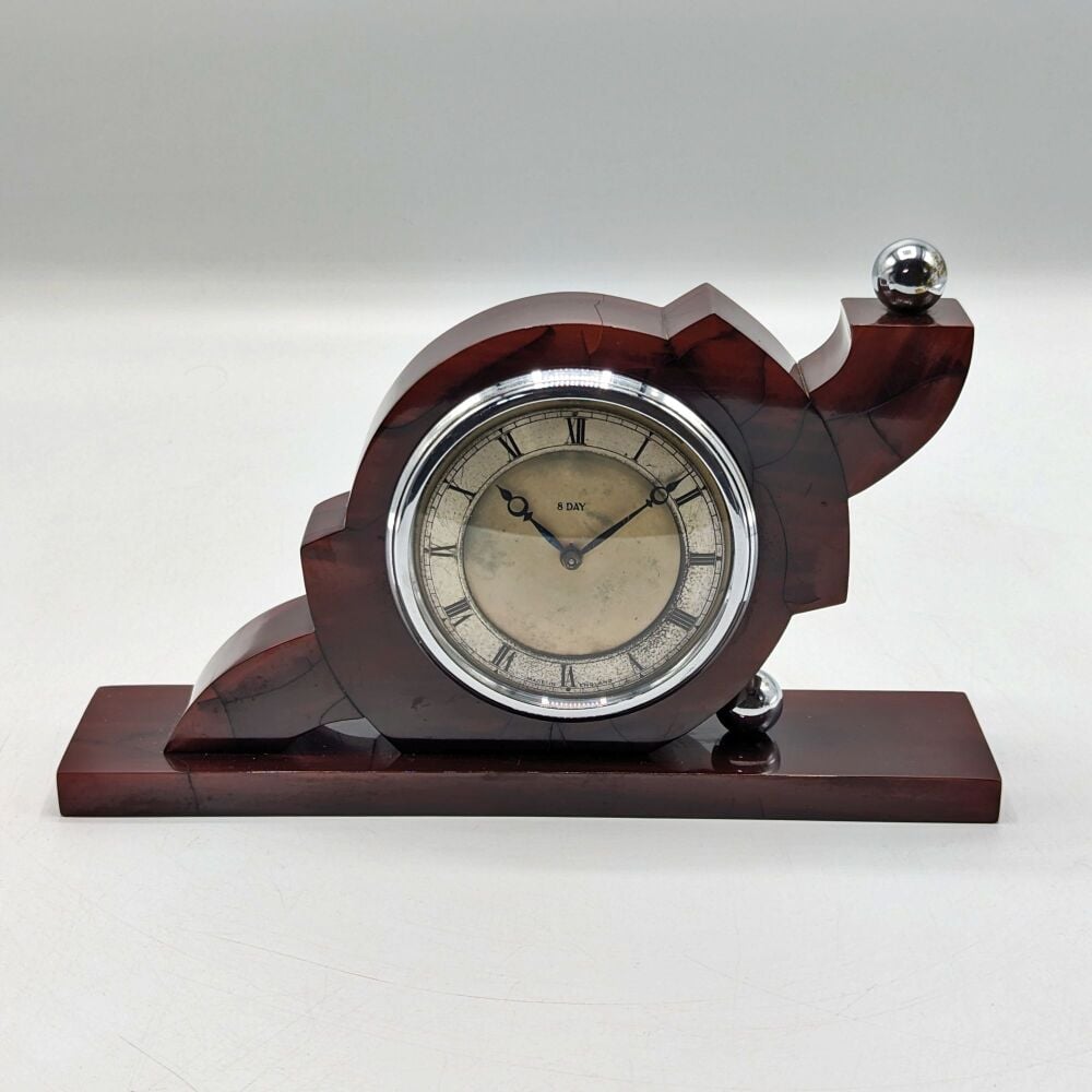 Stunning Art Deco phenolic catalin 8 day mantel clock.