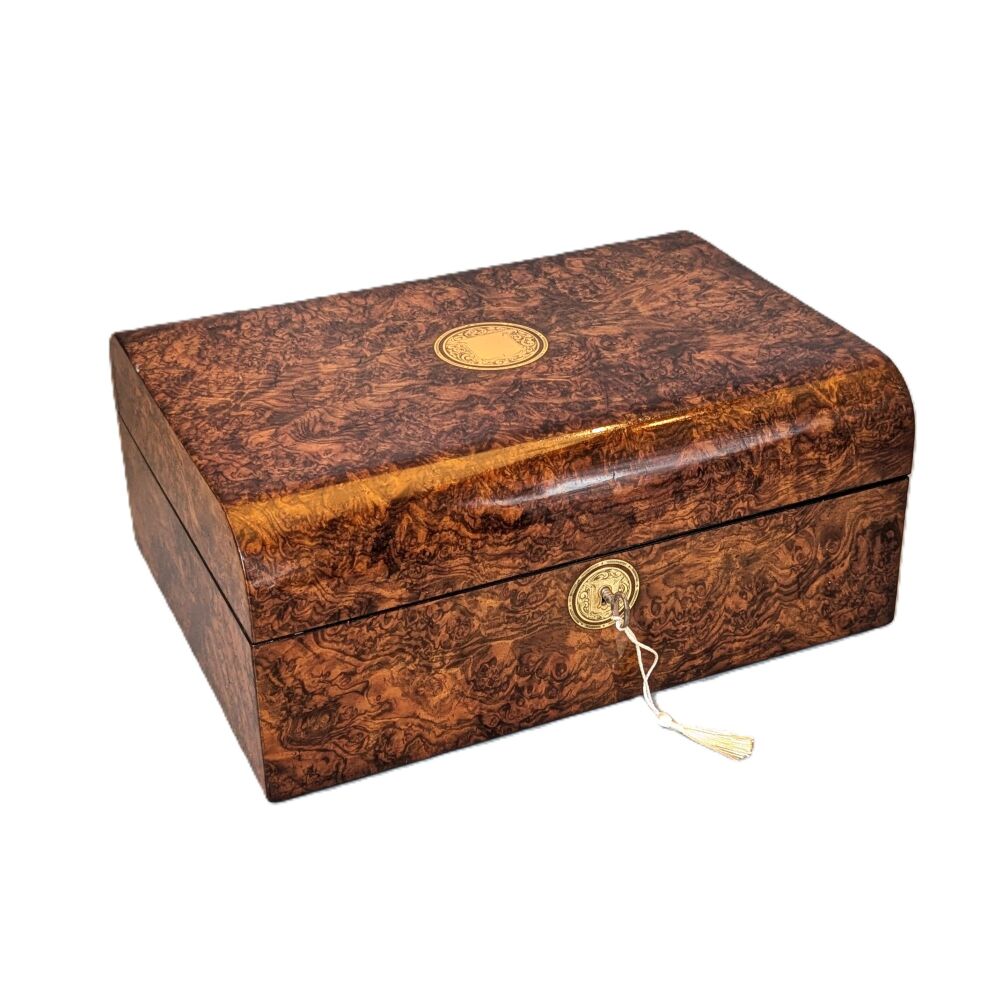 Exceptional Victorian burr walnut jewellery box.