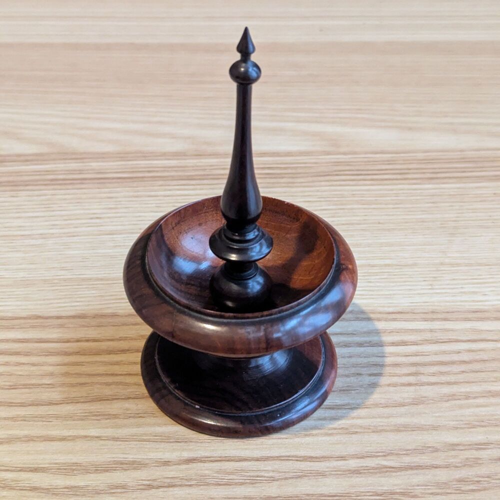 19th century treen turned Lignum Vitae ring stand.