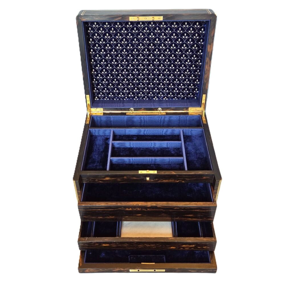 Superb coromandel jewellery box by Rodrigues, Piccadilly.