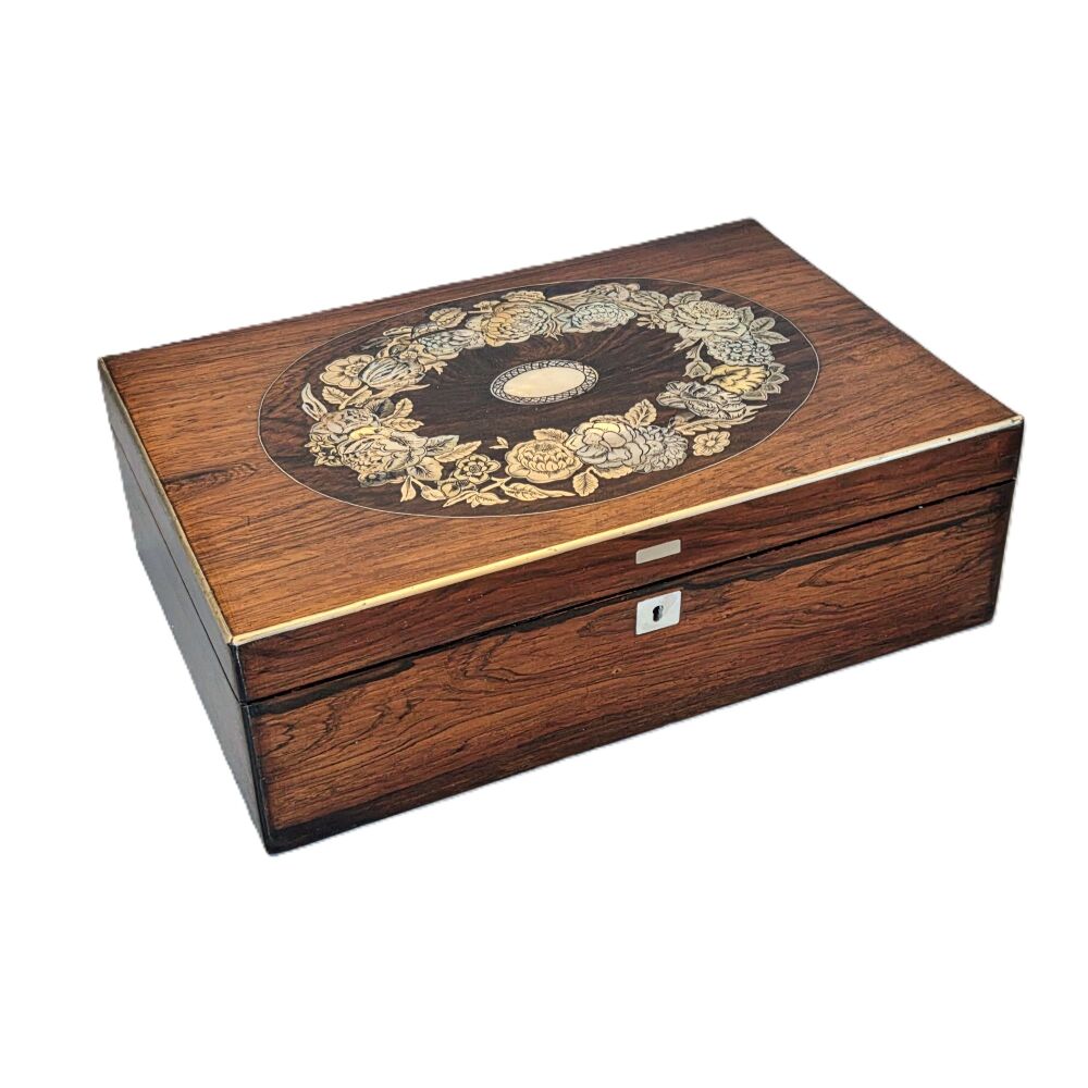 Attractive Victorian inlaid rosewood jewellery box.