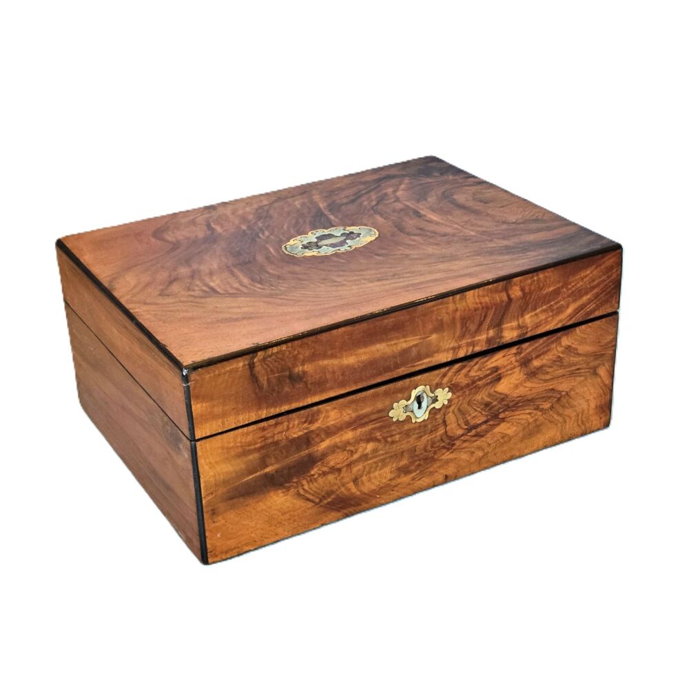 Victorian figured walnut jewellery box.