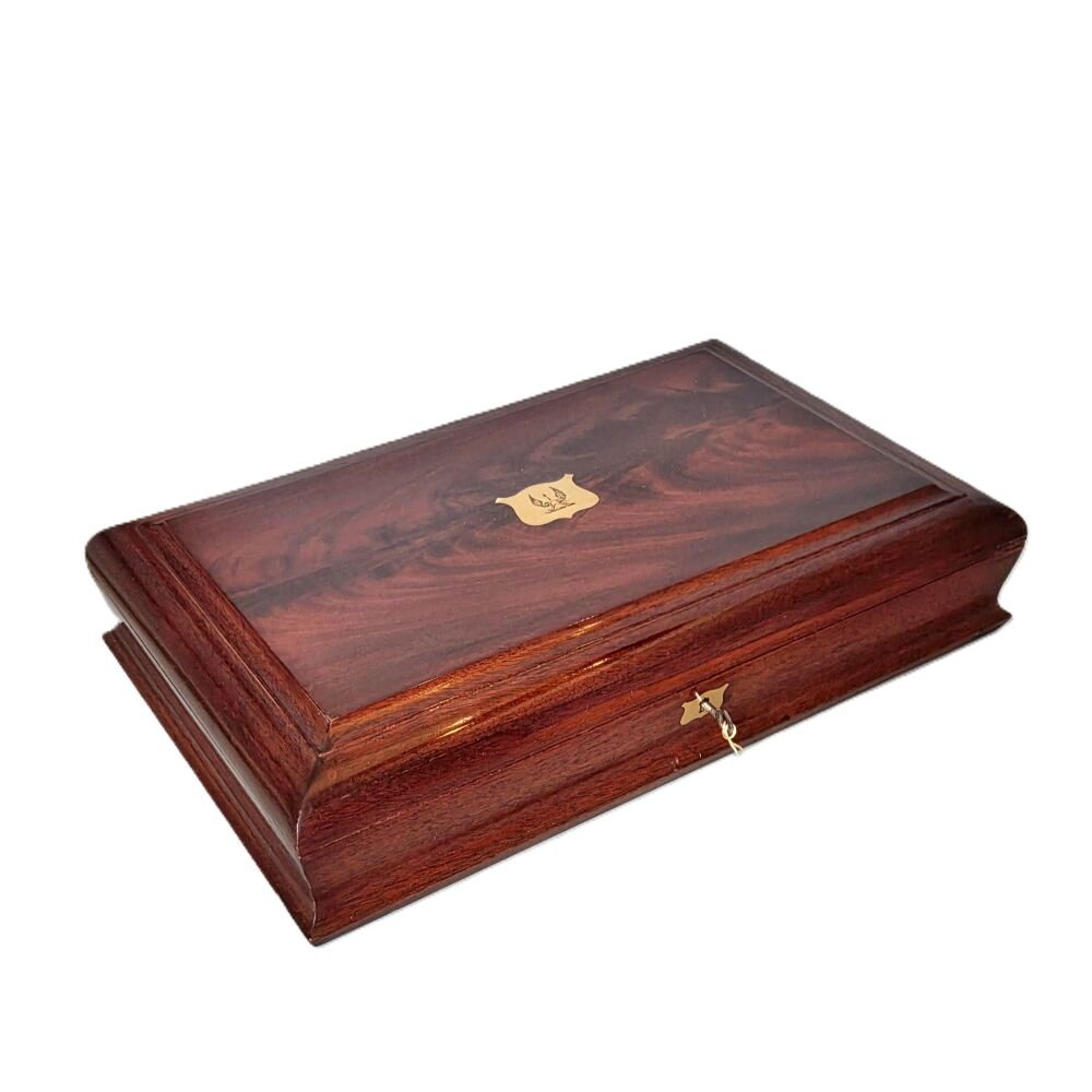 Large Victorian flame mahogany table / jewellery box.