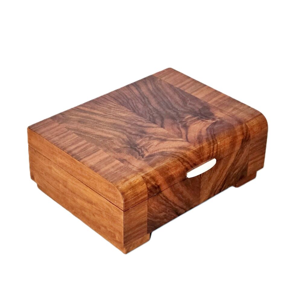 Art Deco walnut jewellery / trinket / cufflink box.