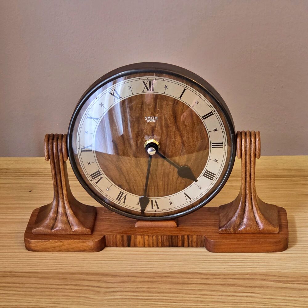 Smiths Art Deco walnut mantel clock.