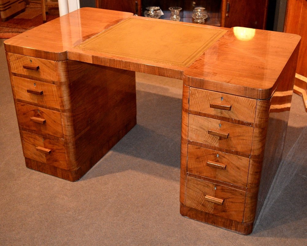Maple & Co Art Deco walnut desk