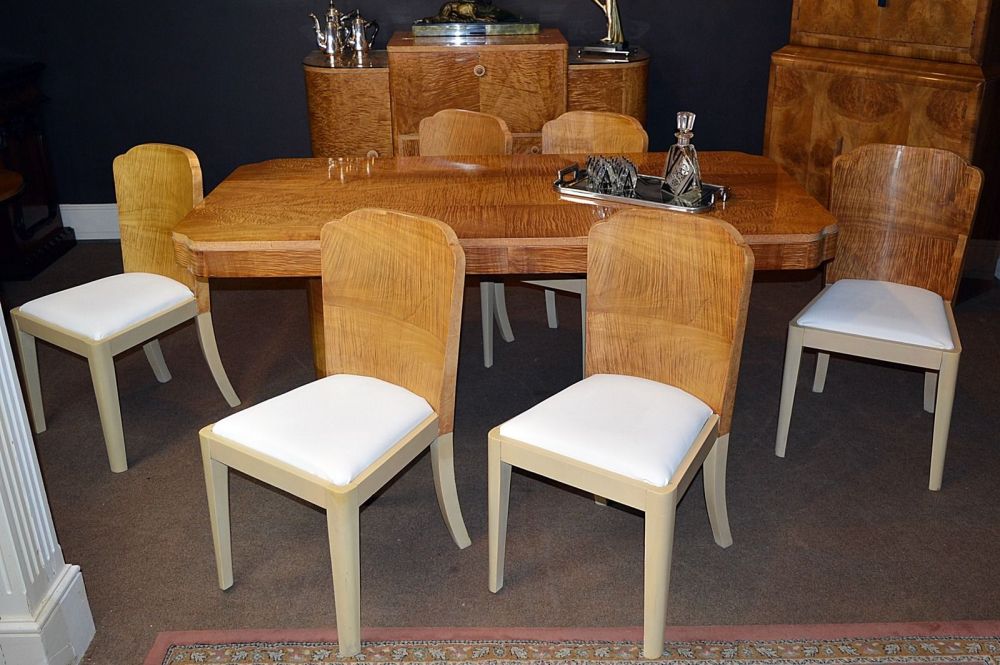 H&L Epstein Art Deco Sycamore Dining Suite
