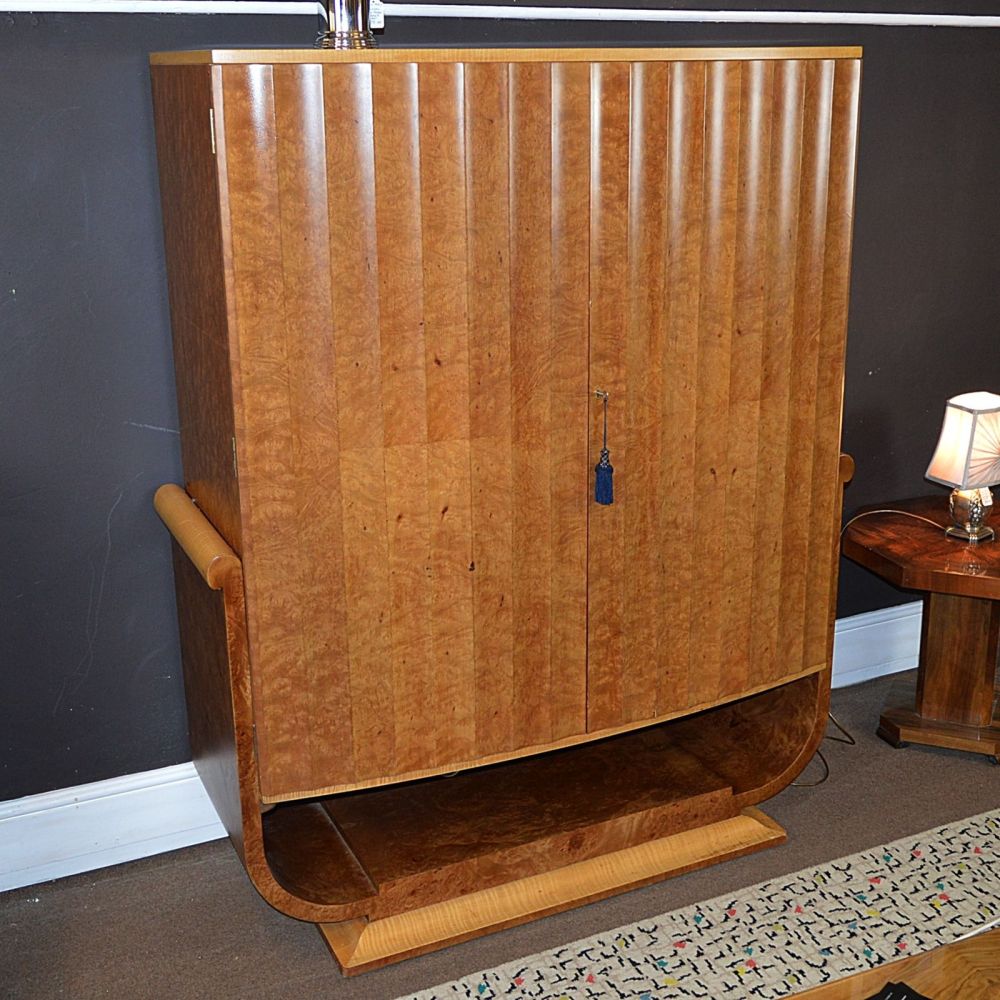 H&L Epstein Art Deco Burr Maple Cocktail Cabinet