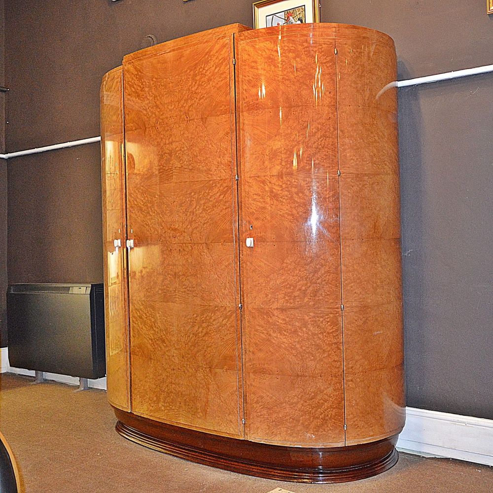 Art Deco Burr Maple Wardrobe by Bath Cabinet Makers