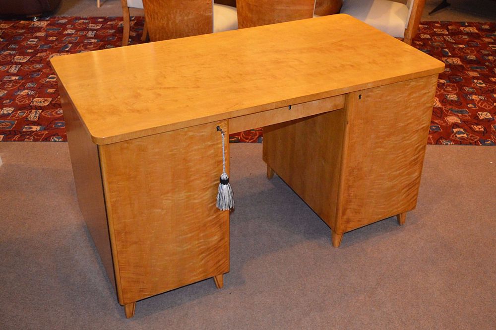 Swedish Art Deco satin birch desk