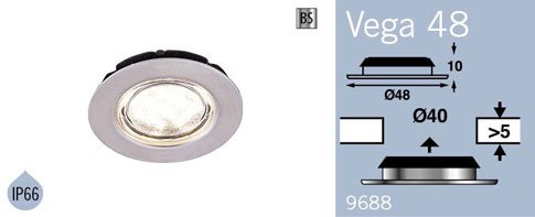 LFR9688BS FRILIGHT Vega 48 LED Circular Recessed Rubber Mount 12 Volt 18SMD IP66