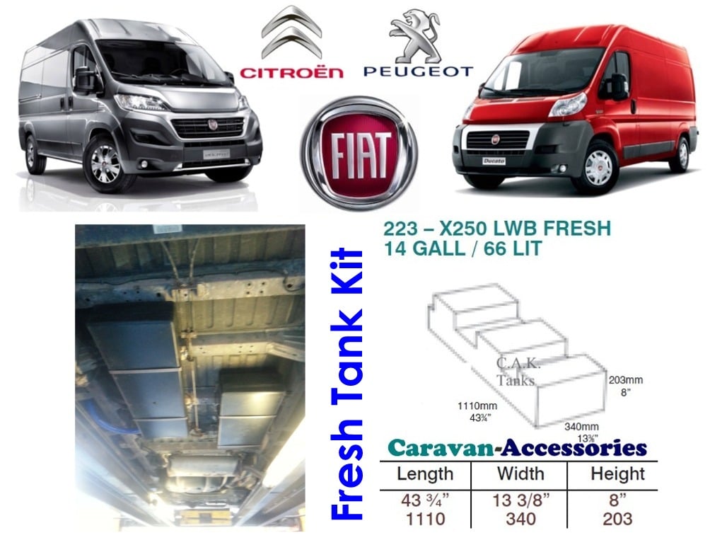 CAK-223F Ducato, Boxer, Relay X250/290 Fresh Water Tank - 66 Litres - D.I.Y