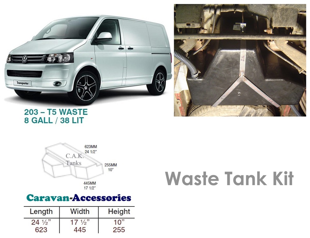 CAK-203W Waste Water Tanks for Volkswagen T5 & T6 - 38 Litres - D.I.Y. inst