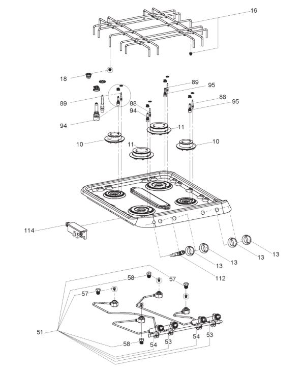 PI4000 Series 4 Burner Hob Unit (9102300037)