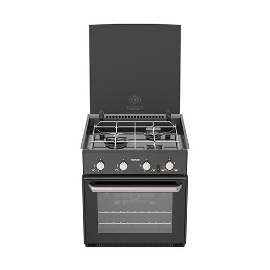 THETFORD Triplex Cooker 3 Burner, Grill & Oven w/ Glass Lid & 12 Volt Ignit