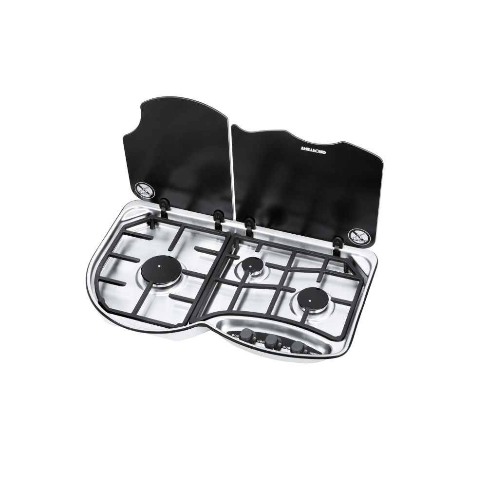 THETFORD Basic Line 353 3-Burner Hob Unit With Glass Lid 12 Volt Ignition [