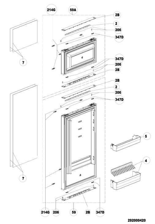 RMD10.5S Series Fridge Freezer (PNC. 921074227) Door Exploded