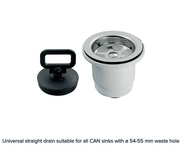 CAN Spare Universal Straight Sink Waste 1 1/2" Male Thread Connection [54-55mm Hole Size] (CLP1610)