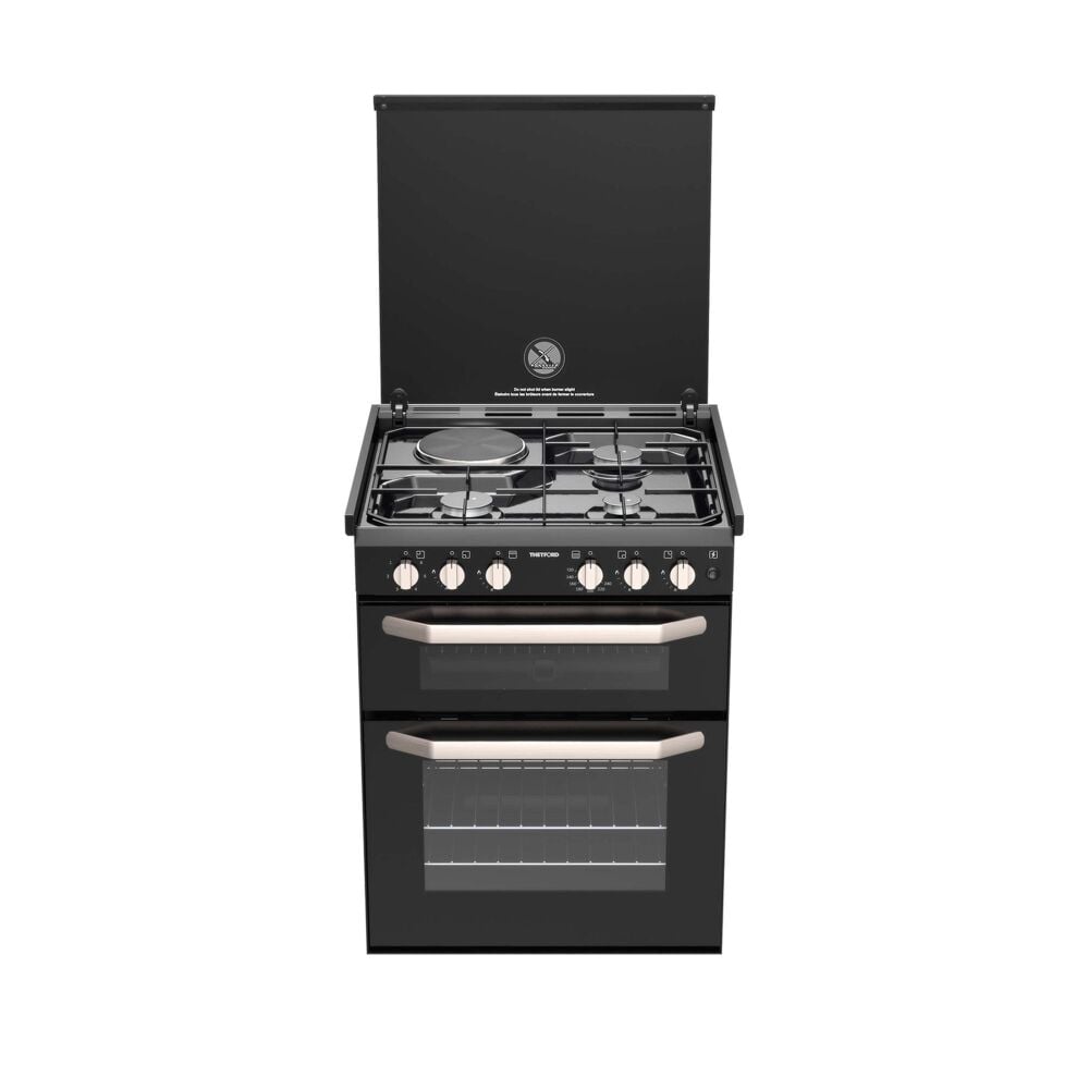 THETFORD K1520 Dual Fuel Cooker 3 Gas Burners 1 Electric Hotplate w/ Grill, Fan Oven, 12 Volt IGN & Lid Shut-Off (SCK43199-SP)