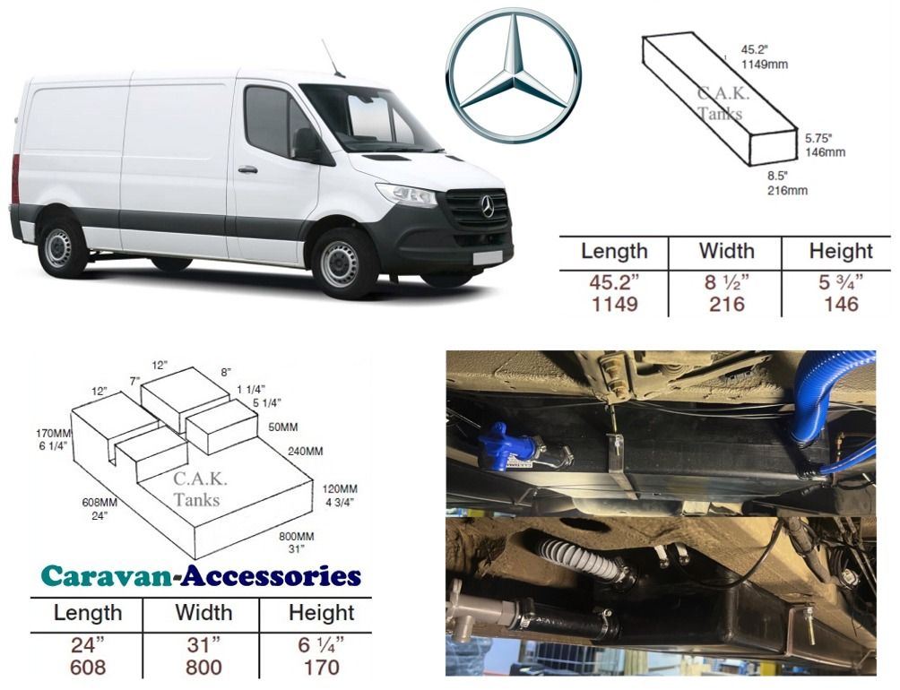 CAK-193FB035W-K3 Fresh & Waste Water Tanks For Mercedes Sprinter FWD L2 2018-Onwards (MANUAL HANDBRAKE ONLY)