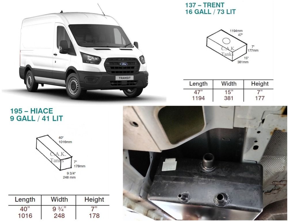 CAK-137F074WKIT Fresh & Waste Water Tank Kits for Ford Transit MK8 L3 & L4 