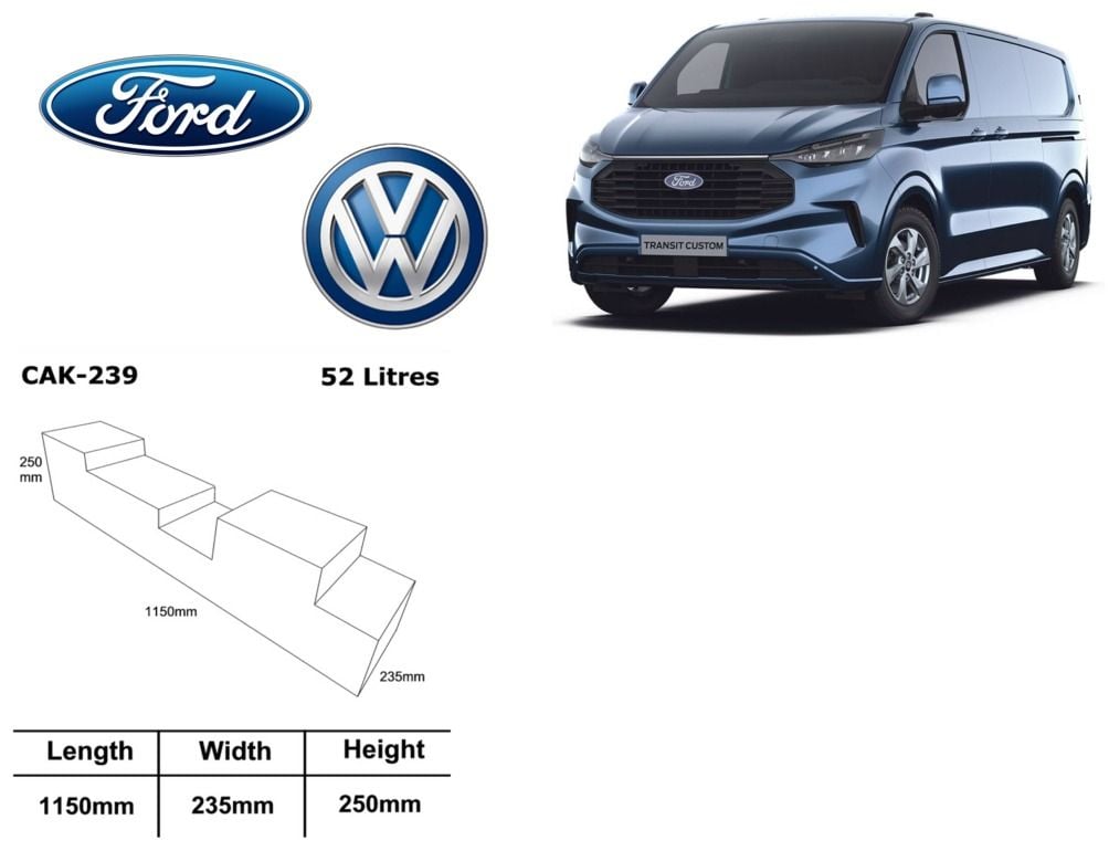 Fresh Water Tank for VW T7 & Ford Transit Custom 2024 Onwards - D.I.Y. installation kit for camper conversions (CAK-239F)