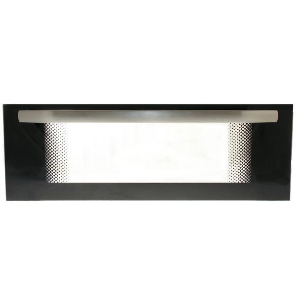 THETFORD Spare Cocina MkII Bottom SCREW FIT Hinge Grill Door w/ Hinges [Glass: Clear] [Print: Black] [Handle: Brushed Nickel] (SMAO4340.BK04X)