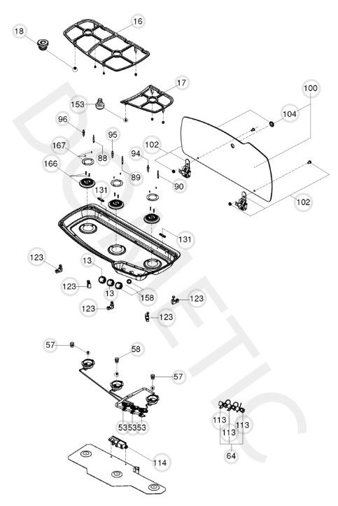 KSK2007R DF+TFZ-I-G 3 Burner Hob Unit (9103301713)