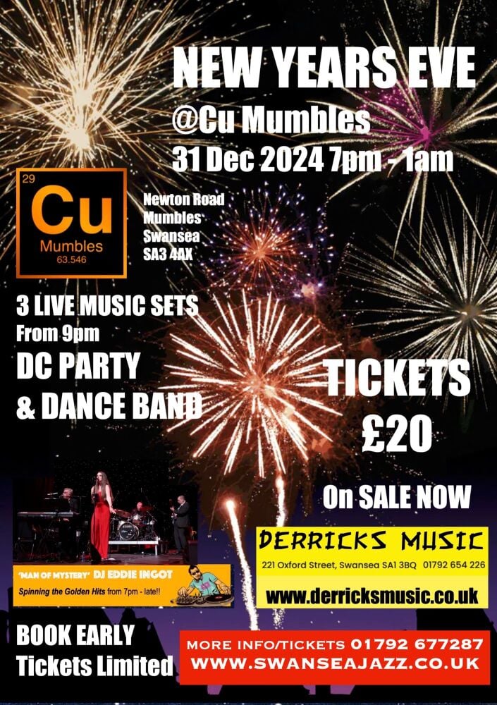 NEW YEARS EVE @Cu Mumbles : DC PARTY & DANCE BAND & DJ Eddie Ingot 7pm - 1am