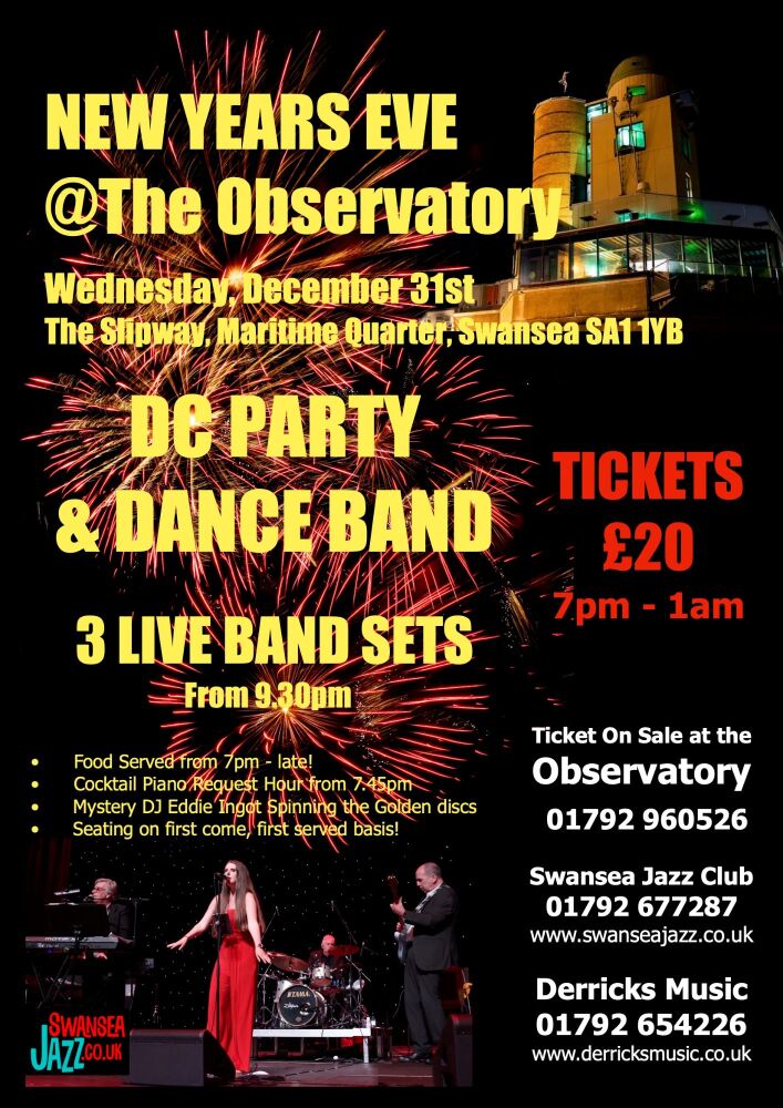 NEW YEARS EVE DECEMBER 31st @THE OBSERVATORY : DC PARTY & DANCE BAND 7pm - 1am